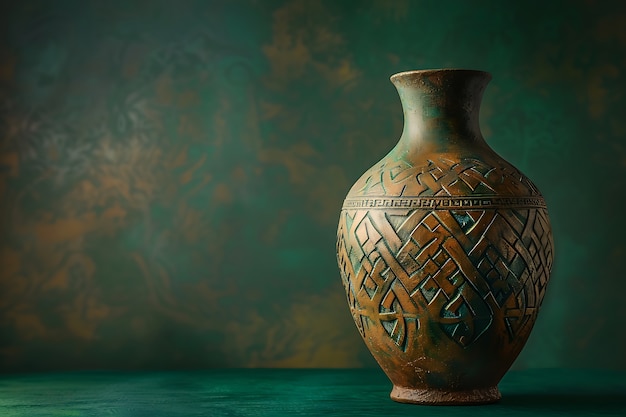 Free photo ancient pottery vessel with retro design