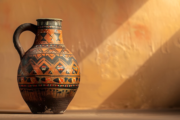 Free photo ancient pottery vessel with retro design