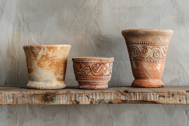 Foto gratuita collezione di antichi vasi di ceramica