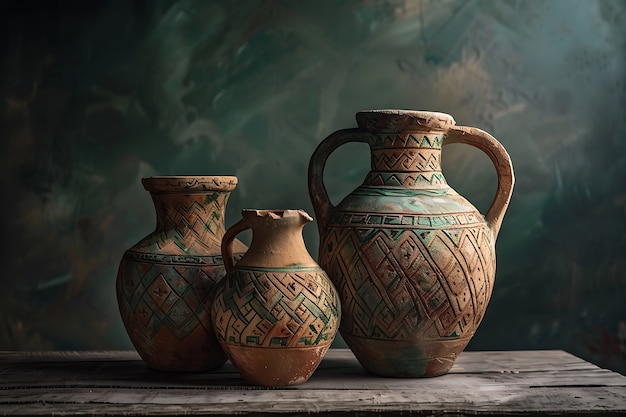 Free photo ancient pottery vessels collection