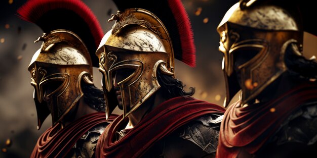 ヘルメットをかぶった古代ローマ帝国の戦士