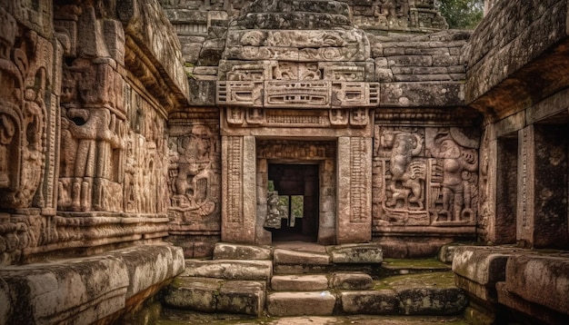Бесплатное фото Древние руины ангкора — духовный шедевр, созданный ии