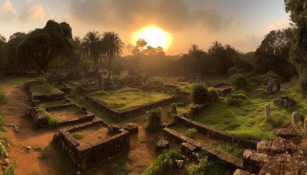 無料写真 ai によって生成された熱帯林のヒンズー教寺院の古代遺跡