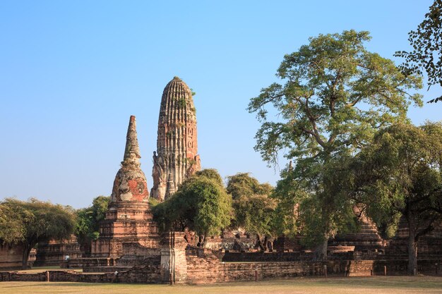 ワットプララーム寺院アユタヤタイの古代の仏舎利塔