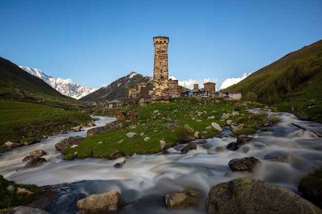 Ancient tower in natural landscape