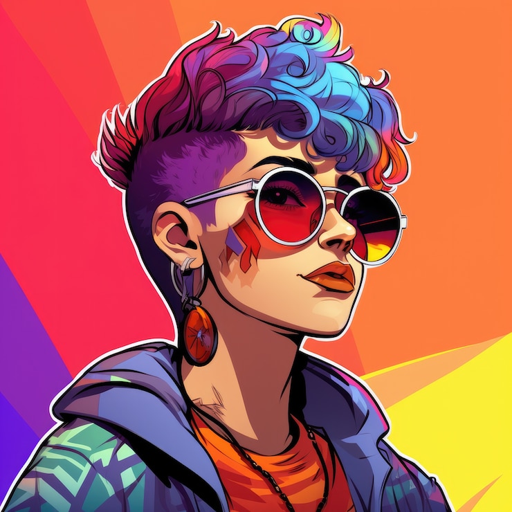 Free Photo androgynous avatar of non-binary queer person