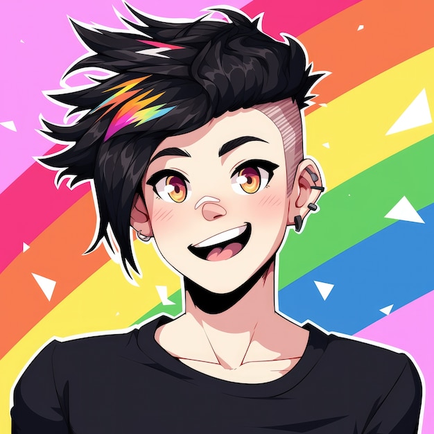 Foto gratuita avatar androgino di una persona queer non binaria