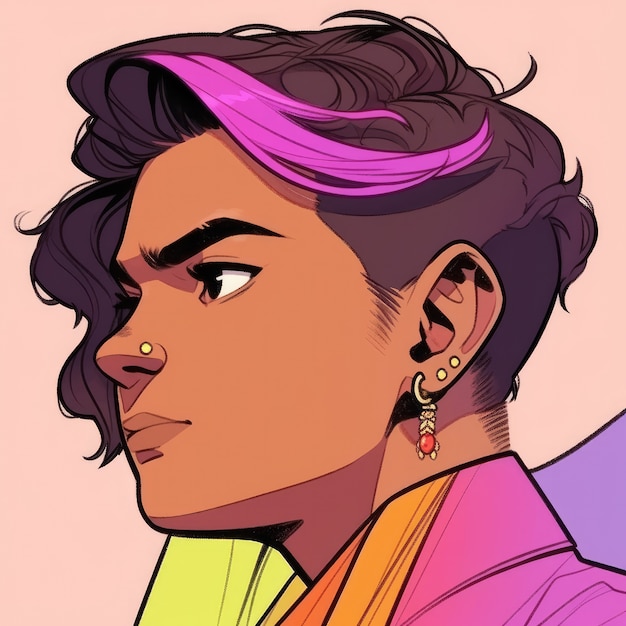 Free photo androgynous avatar of non-binary queer person