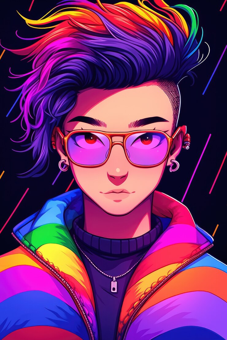 Free Photo androgynous avatar of non-binary queer person