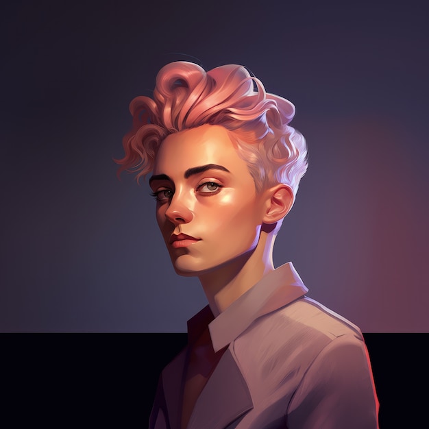 Free photo androgynous avatar of non-binary queer person