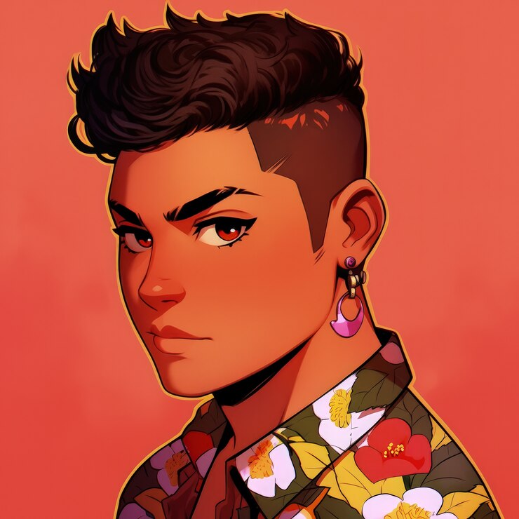 Free Photo androgynous avatar of non-binary queer person