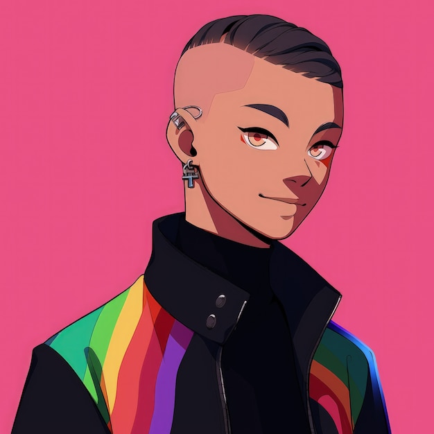 Free photo androgynous avatar of non-binary queer person