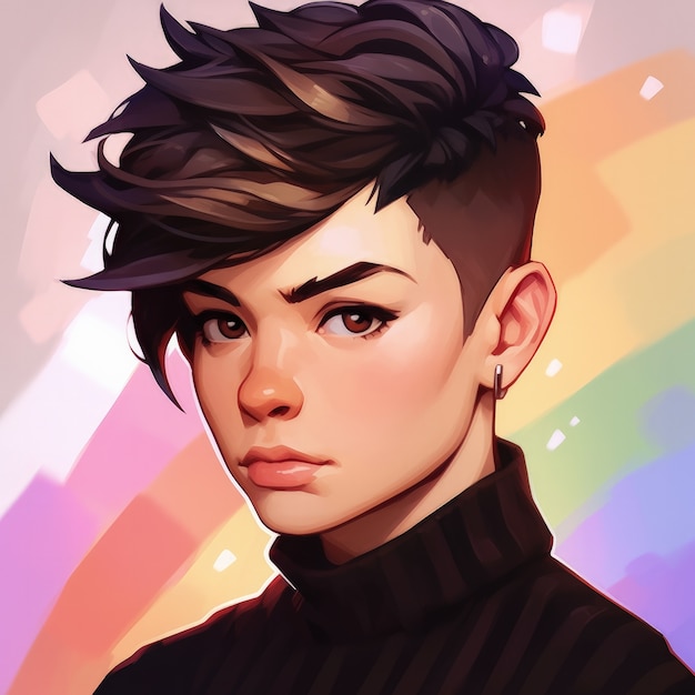 Free photo androgynous avatar of non-binary queer person