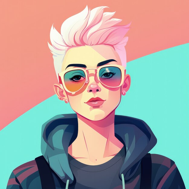 Androgynous avatar of non-binary queer person