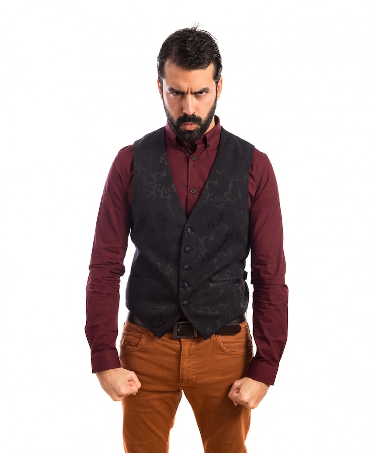 Free Photo angry man wearing waistcoat