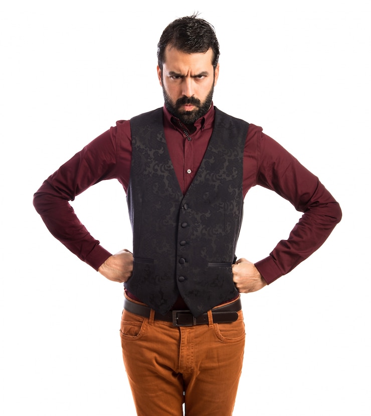 Free Photo angry man wearing waistcoat