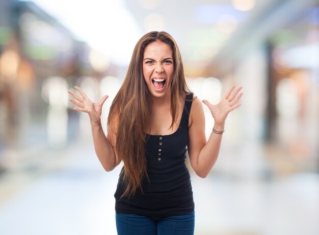 Angry woman screaming