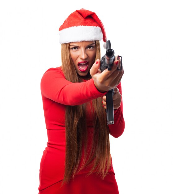 Angry woman with a gun