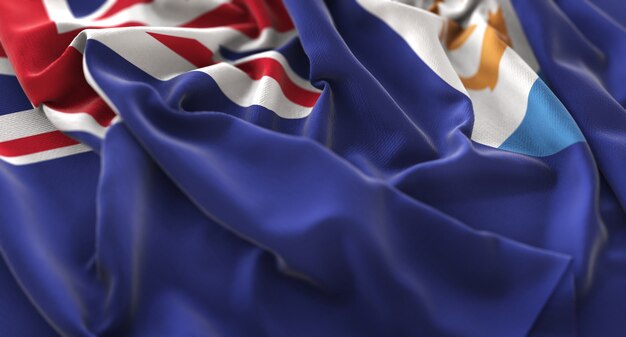 Anguilla Flag Ruffled Beautifully Waving Macro Close-Up Shot