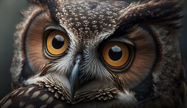 Animal eagle owl nature beak bird prey feather generative AI