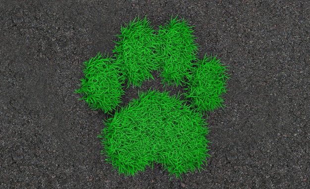 Животное отпечаток ноги силуэт зеленой травы 3d иллюстрации