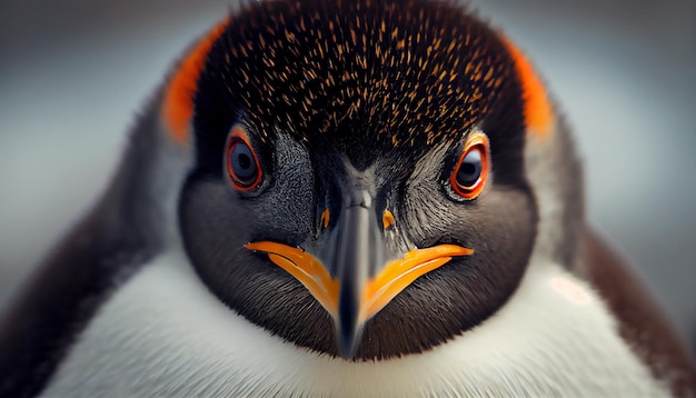 Animal head beak and feather in sharp focus generated by AI