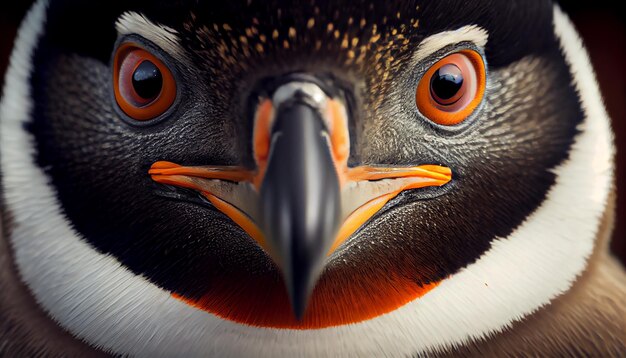 Animal head with beak and feather close up generated by AI