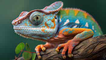 Free photo animal lizard in nature multi colored and close up generative ai