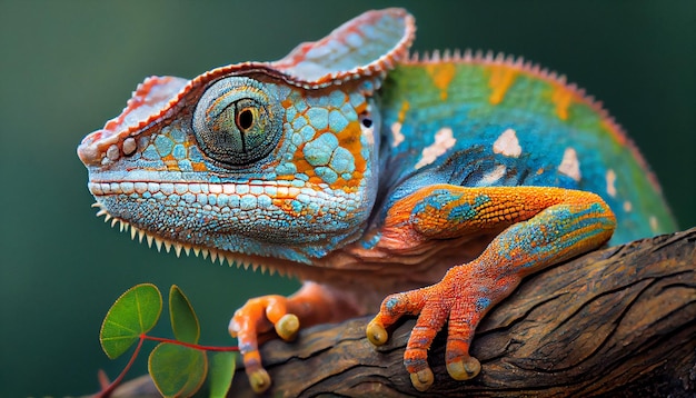 Animal lizard in nature multi colored and close up generative AI