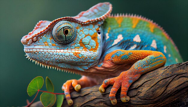 자연의 동물 도마뱀은 다양한 색상과 생성 AI를 닫습니다.