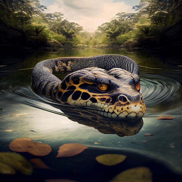 Animal nature reptil in the wild snake outdoors generative AI