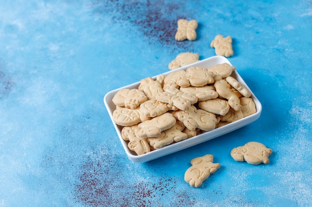 Animal shaped crackers.