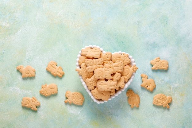 Free photo animal shaped crackers.