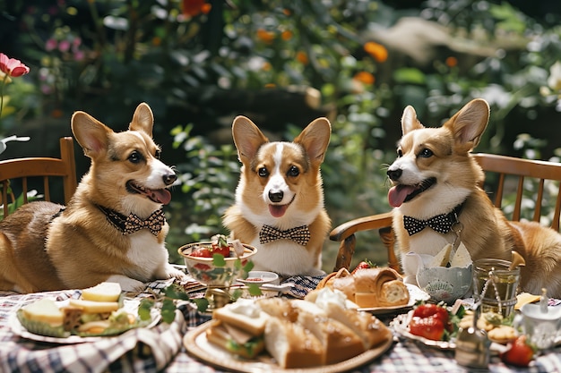 Free photo animals enjoying a picnic