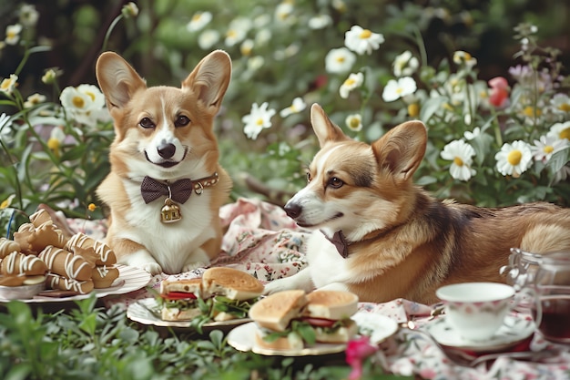 Free photo animals enjoying a picnic