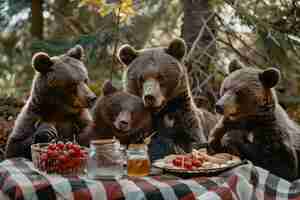 Free photo animals enjoying a picnic