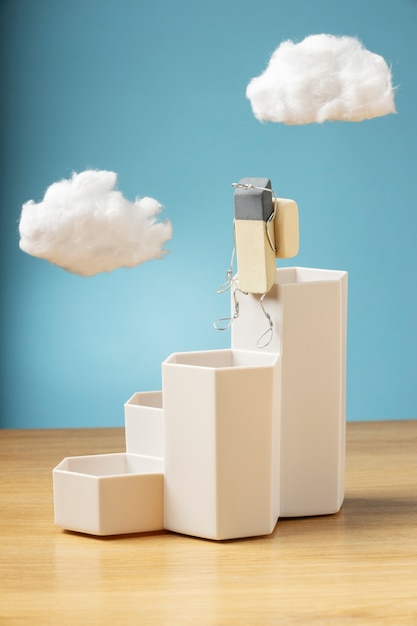 Free photo animated eraser climbing with backpack still life