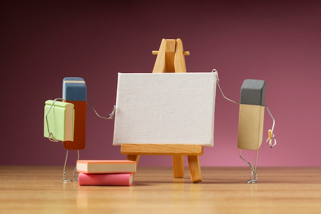 animated eraser painting on blank easel still life