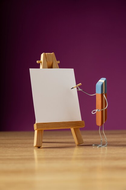 Animated eraser painting on easel still life