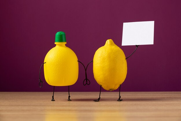 Animated lemon and bottle still life