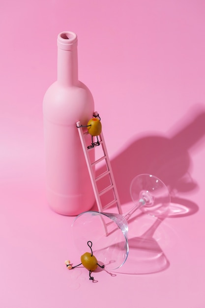 Free photo animated olive climbing ladder still life