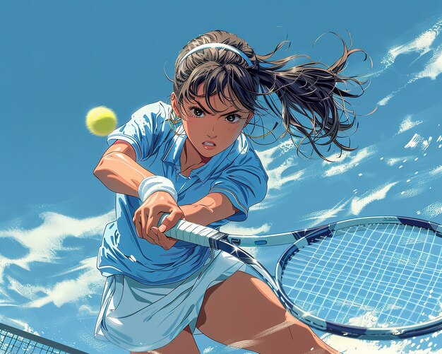 Anime character playing tennis illustration