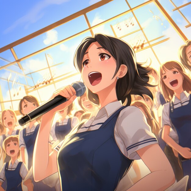 Anime character singing