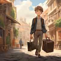 Foto gratuita personaggio di anime in viaggio