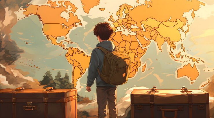 Free Photo anime character traveling