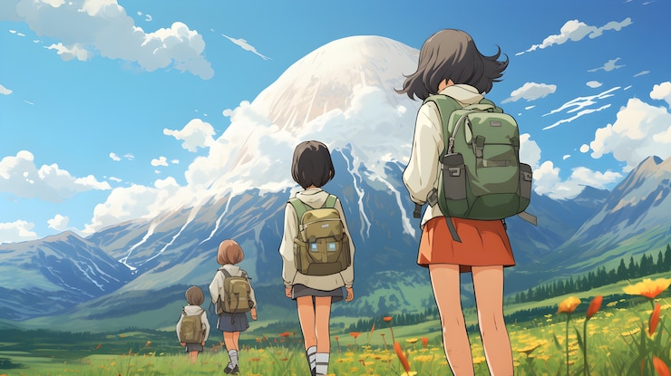 無料Photo アニメキャラクターが旅をしている