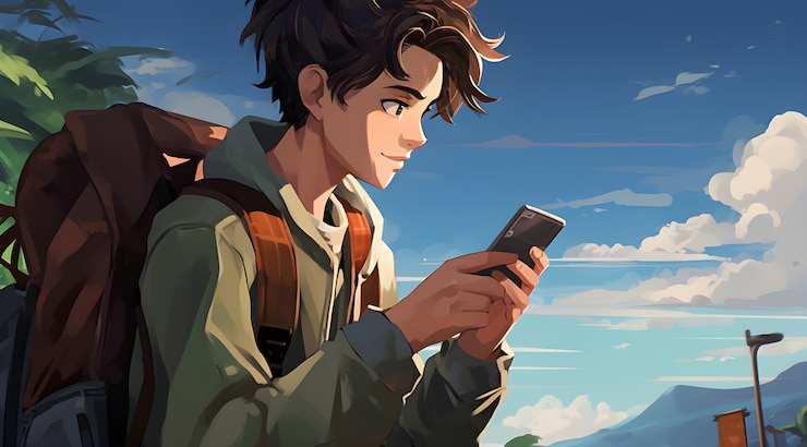 無料Photo アニメキャラクターが旅をしている