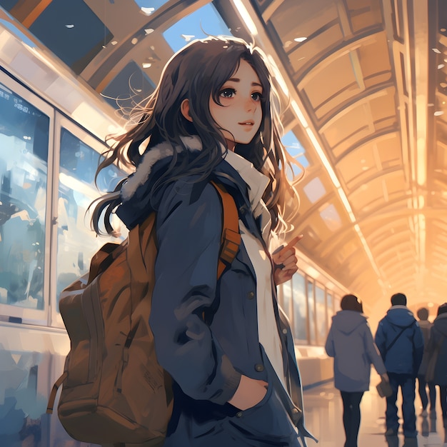 Anime character traveling