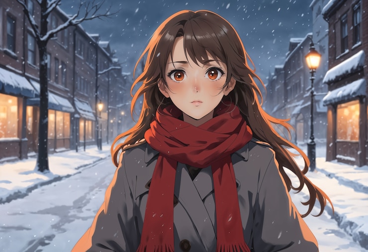 Free Photo anime  character during winter