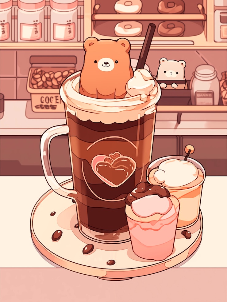無料Photo アニメのコーヒーショップイラスト